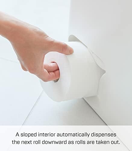 עמדת אחסון רקמות אמבטיה ביתיות של יאמאזאקי | פלדה | נייר טואלט סטוקר, גודל אחד, לבן
